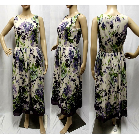 Coldwater Creek Womens Maxi Dress 4 Floral Sleeveless Party Cocktail Watercolor - Picture 2 of 11